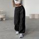thumbnail image 1 of Pantalones Cargo Con Bolsillos Pantalones cargo para mujer con bolsillos Traje de calle vintage de cintura baja (Negro L) Cgtredaw Para estrenar, 1 of 1