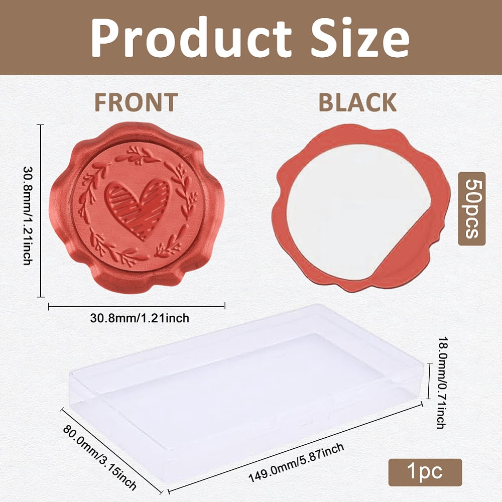 50Pcs Doodle Hearts Wreath Wax Seal Stickers Envelope Seal Stickers Wedding Invitation Envelope Seals Self Adhesive Stickers