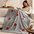 thumbnail image 4 of Christmas Flannel Throw Blanket, 39.4x27.6in Christmas Stocking Print Soft Cozy Fluffys Christmas Blanket for Living Room Sofa Bed(Christmas Stocking,Grey), 4 of 6
