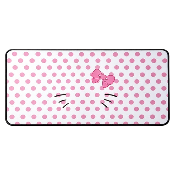 Large Gaming Mouse Pad, 30x12in XL Pink Bow Polka Dots Desk Mat Cute Cat Whiskers for Office Home Gaming Girls