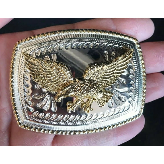 Silver Gold Eagle Belt Buckle Western Cowboy
