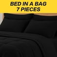 thumbnail image 4 of Queen Size Comforter Set - 7 Pieces, Bed in a Bag Bedding Sets with All Season Soft Quilted Fluffy Reversible Comforter,Flat Sheet,Fitted Sheet,2 Pillow Shams,2 Pillowcases,Black, 4 of 6
