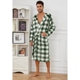 thumbnail image 2 of U2SKIIN Mens Robe with Hood, Fleece Bathrobe Plush Robes for Men（Buffalo Plaid-Green，XX-3X-Large）, 2 of 5