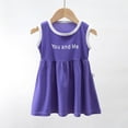 thumbnail image 2 of AJTQTH Girls Cute Sundress Round Neck Sleeveless Flowy Cotton Gowns Frocks Kids Toddler Baby Cute Letter Printed Summer Casual Outfits for Beach Holiday Party Birthday Purple 1 Years, 2 of 5