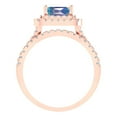 thumbnail image 4 of 3.05ct Brilliant Emerald Cut Blue Moissanite 18K Rose Gold Halo Solitaire with Accents Engagement Bridal Wedding Ring Band Set size 3.75, 4 of 7