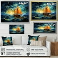 thumbnail image 4 of Designart "Moonlit Sailboat Horizon Nighttime Tranquility III" Transportation Framed Wall Art Decor - Modern Orange Boat Sailing Living Room Framed Canvas Art, 4 of 6