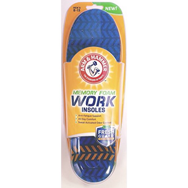 2 Pack Arm &amp; Hammer Memory Foam Work Insoles, Men�s