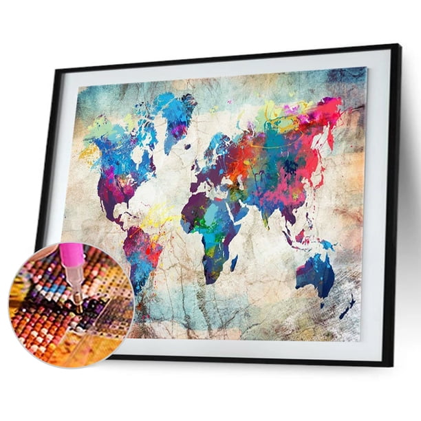 Cuadros Decorativos Kit de pintura de diamante 5D Mapa del mundo Taladro redondo completo Rhinestone DIY Wall Art Craft DQrwqpou Nuevos Originales