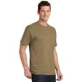 thumbnail image 4 of Port & Co Adult Male Men Plain Short Sleeves T-Shirt Coyote Brown Medium, 4 of 6