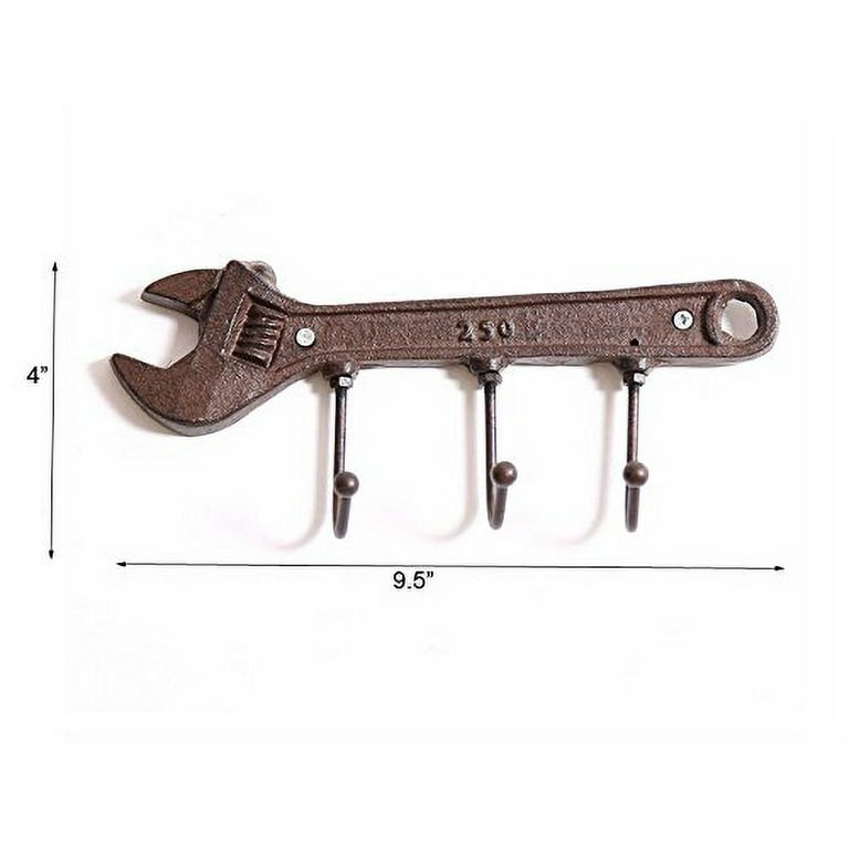 kiaotime retro vintage key rack holder hooks cast iron wrench spanner shape decorative wall mounted antique man cave garage tool holder coat hat hooks rack hanger wall decor