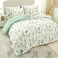 thumbnail image 4 of Rosecret 3-Piece Green White Floral Comforter Bedding Sets, King, 4 of 5