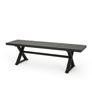Noble House Behrens Aluminum Outdoor Bench, Antique Black