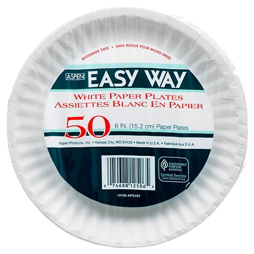 New 305150 Aspen Paper Plate Round 6 50 Ct White (24Pack) Plate And Bowls Cheap Wholesale
