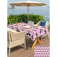 thumbnail image 5 of Outdoor Tablecloth with Umbrella Hole for Patio/Picnic/Party/Camping, Black Pink Flamingos Waterproof Table Cloth Rectangle Table Cover Washable, Modern Art Silhouettes (60"x 102"), 5 of 9
