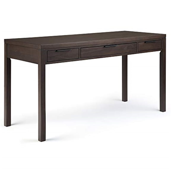 Solid Wood Desk - 60" Wide Home Office Writing Table - Walnut Brown