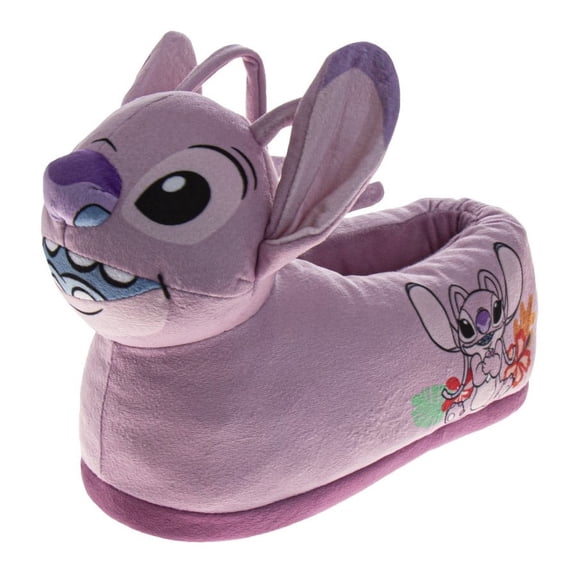 Disney Kids Lilo And Stitch Slippers for Girls, Stitch Plush Warm Soft House Shoes (Little Kids Big Kids Womens Adult), Pink Blue, Size: 11 12