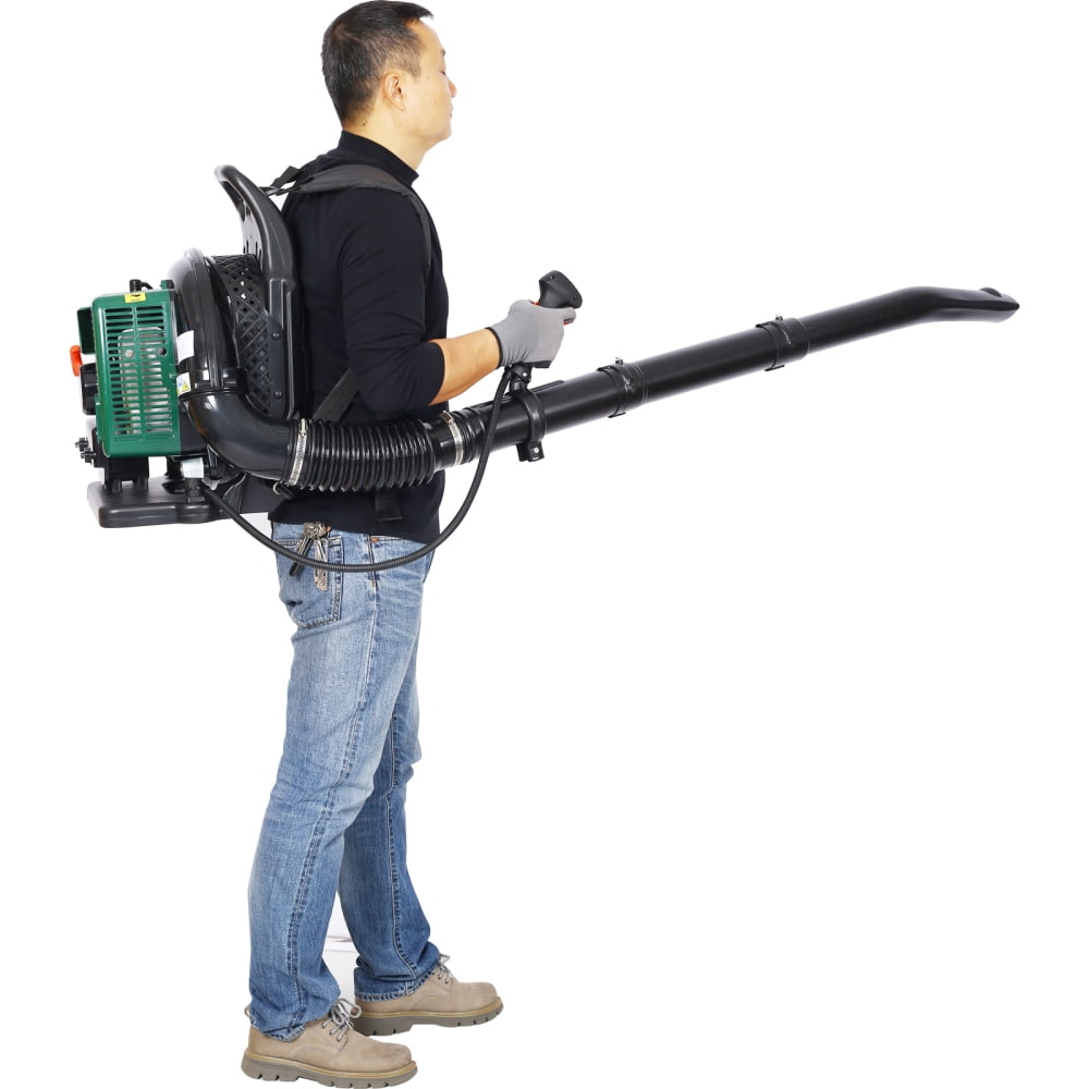 DECMAY 63.3CC Professional Backpack Leaf Blower - Heavy Duty 3.6HP Gas Powered with 750CFM Airflow (Green, Low Noise 103dB)