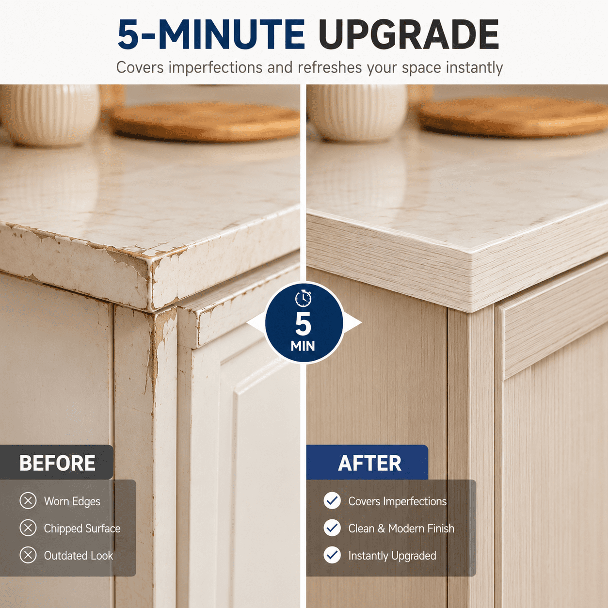 Yeslife 1 pc Self Adhesive Floor Transition Strip, 10 ft x 1.57 in, White-Washed Vinyl, Flexible Waterproof Gap Cover for Laminate, Tile and Carpet Flooring