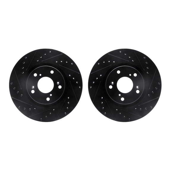 Dynamic Friction Company Front Brake Rotors-Drilled and Slotted-Black 8002-59005