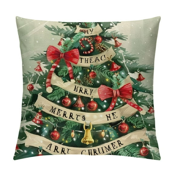 PHYHOO  Christmas Pillow Covers Christmas Tree Merry Christmas Decorative Throw Pillows Winter Christmas Decor for Home Couch  White
