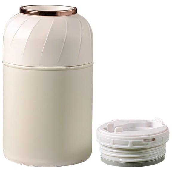 16.9 oz / 500 mL Insulated Food Container, Portable Wide Mouth Soup Thermo for Hot Food with Foldable Spoon, Stainless Steel Lunch Container with Bowl Lid, 6.7 x 4.3 x 4.3 in / 17 x 11 x 11 cm, White