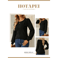 thumbnail image 3 of HOTAPEI Womens Crewneck Pullover Sweaters Ribbed Knit Long Sleeve Sweater Lantern Sleeve Slim Fit Pullover Jumper Tops, 3 of 6