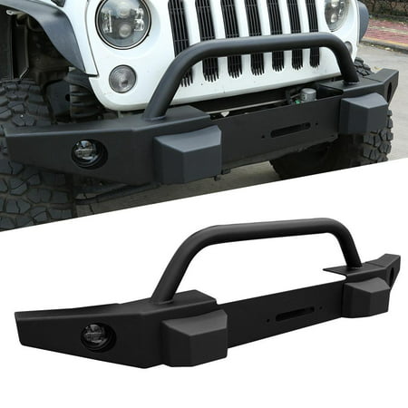 Anauto Front Bumper for Jeep Wrangler JK, Bumper, Fits for 2007-2018 Jeep Wrangler JK Front Bumper Black Textured Rock