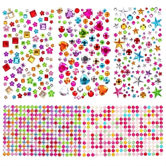 CCOCC 880Pcs Gem Stickers Rhinestones for Crafts - Self Adhesive Jewels Stickers, Acrylic Gems Diy Craft Decorative Diamond Small Stickers for Kids Sparkling Gems