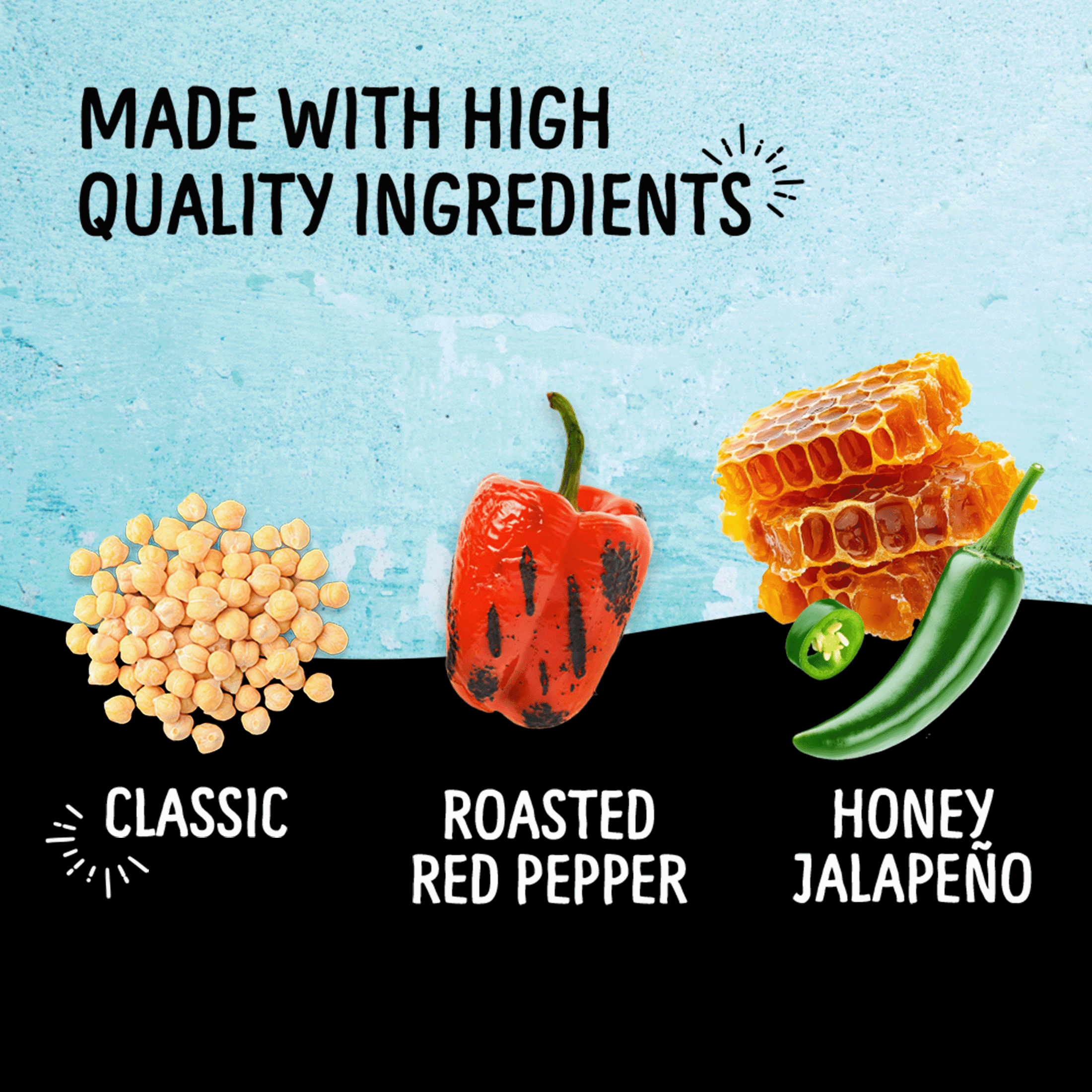 Fresh Cravings Hummus Trio Dip, Fresh, 18 oz. Plastic Tub, Gluten-Free, 2 Tbsp (32g)