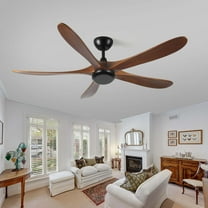 Miniyam 62 inch Wood Ceiling Fan with No Light with Remote Control, Low Profile Ceiling Fan without Light,Noiseless Reversible DC Motor with Timer