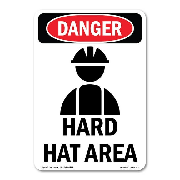 OSHA Danger Sign - Hard Hat Area | Decal | Protect Your Business, Construction Site, Warehouse & Shop Area | Made in The USA