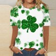 thumbnail image 2 of BLVB St Patricks Day Shirts Womens Crew Neck Short Sleeve Summer T Shirt Four Leaf Shamrock Graphic Tee Tops, 2 of 4