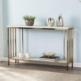 thumbnail image 2 of Maklaine Engineered Wood Faux Stone Top Console Table in Champagne and White, 2 of 10