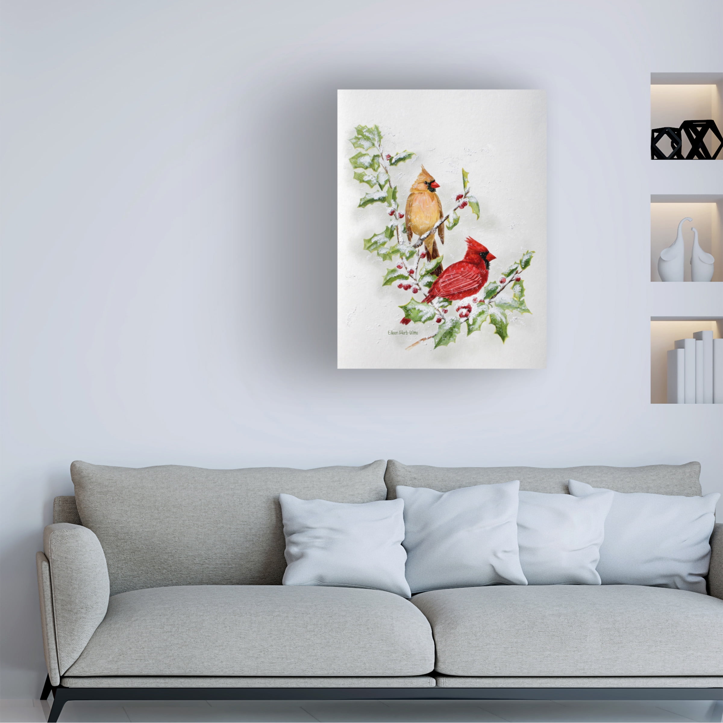 Eileen Herb-Witte 'Holly Cardinals 1' Canvas Art