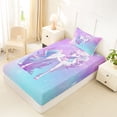 thumbnail image 4 of Metsweet Princess Unicorn Twin Sheets 3pcs, Dreamy Gradient Starry Sky Bedding, Blue Purple Pink,1 Fitted Sheet, 1 Flat Sheet and 1 Pillowcase, 4 of 5
