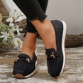 thumbnail image 2 of Rokment Women's Loafers Comfortable Platform Memory Foam Slip on Work Flat Shoes for Women Leather Casual Dressy Walking Sneakers Black Size 6.5, 2 of 5