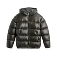 thumbnail image 2 of LYSMORA Mens Adjustable Drawcord Hooded Puffer Jacket Full Zip Elastic Cuff Windproof Warm Winter Daily Outer Coat Hand Pockets, 2 of 6