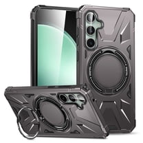 Dteck Case for Samsung Galaxy S23 FE, Shockproof Rubber Case Magnetic Military Grade Drop Armor 360°Rotating Hidden Kickstand Cover for Galaxy S23 FE,Gray