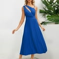 thumbnail image 6 of BLVB Women's Summer Long Dress Solid Color Cut out Sleeveless High Waist A-Line Flowy Formal Party Midi Dresses, 6 of 9