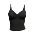 thumbnail image 5 of Noric Women's Summer Crop Tank Top Spaghetti Strap Sweetheart Neck Skinny Ruched Front Casual Sleeveless Camisole Tops, 5 of 7