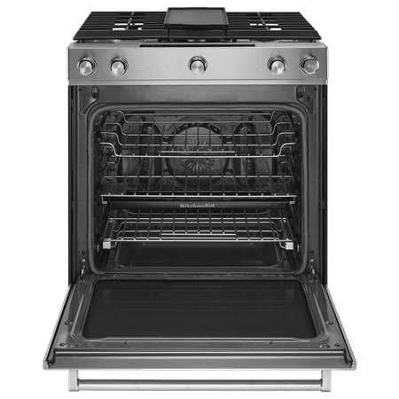 KitchenAid - 7.1 Cu. Ft. Self-Cleaning Slide-In Dual Fuel Convection Range - Stainless steel