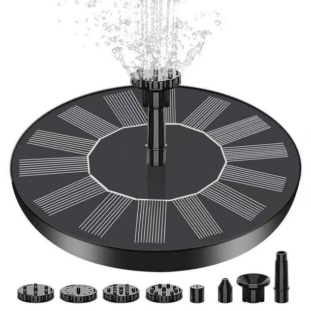 Fuente de agua solar/baño para pájaros con 8 cabezales de boquilla diferentes, perfecto para baños de pájaros y estanques pequeños
