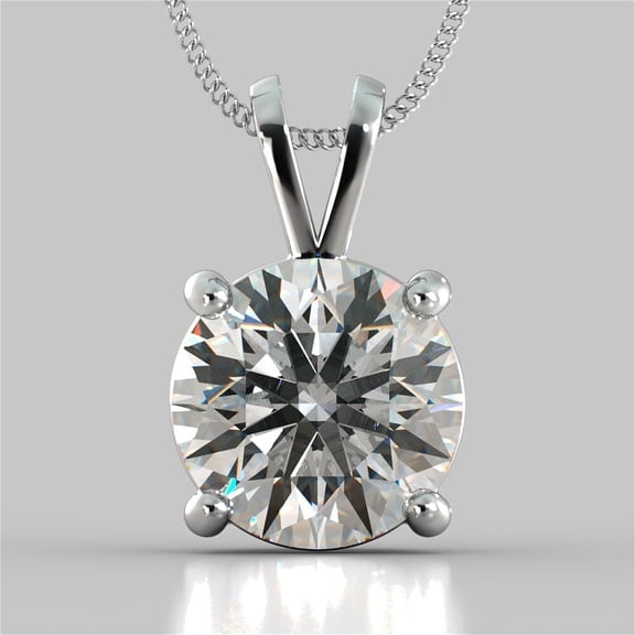2.00 Ct Round Cut Moissanite Solitaire Pendant 14K White Gold Plated