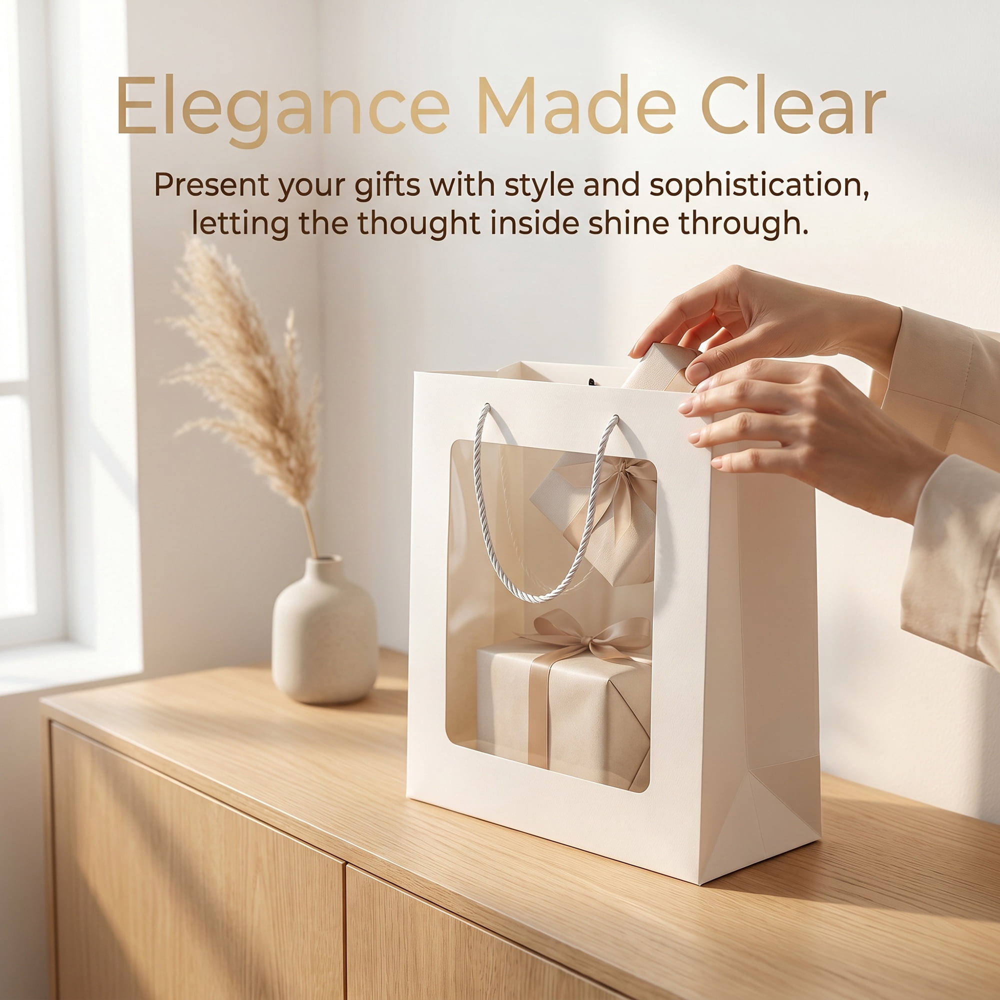 Unique Bargains Gift Bags with Handles to Elevate Gifting White 7.9" x 5.9" x 11.8"