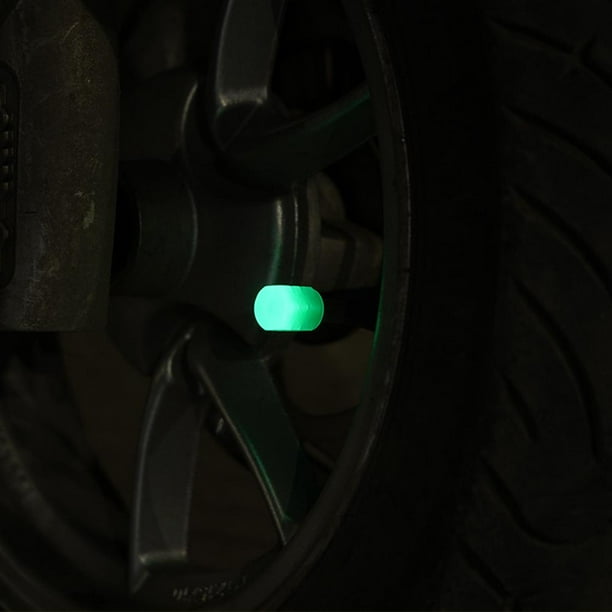 Cubierta de vástago luminoso Tapas de válvulas de neumáticos Boquillas de válvulas universales (4 piezas verde)
