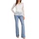 thumbnail image 2 of INSPIRAR CHIC Blusas de Encaje Floral Semitransparentes de Manga Larga con Volantes para Mujeres L Blanco Marfil, 2 of 6