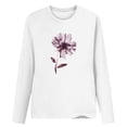 thumbnail image 4 of IROINNID Pink Tops for Women Long Sleeves Shirts Graphic Printed Round Neck Casual Tee Reduced,White, 4 of 5