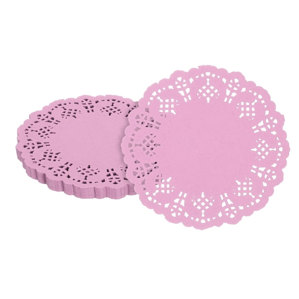 100 piezas de servilletas de papel, servilletas de papel de encaje de 3.5 pulgadas, manteles desechables de papel rosa
