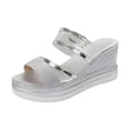 thumbnail image 3 of MuXiKeJi Clothes Women's Glitter Strappy Wrapped Wedge Heel Platform Sandals Comfortable Open Toe Dress Shoes Double Strap On Arch Support Beach Sandals, 3 of 9