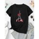 thumbnail image 2 of Camiseta Para Mujer Ropa De VeranoCreative Bag with Eiffel Tower Pattern Print, Women'S Fashionable Trendy Round Neck Short Sleeve, Simple Casual Sports T-Shirt, Comfortable Summer Top for Women Dur, 2 of 7